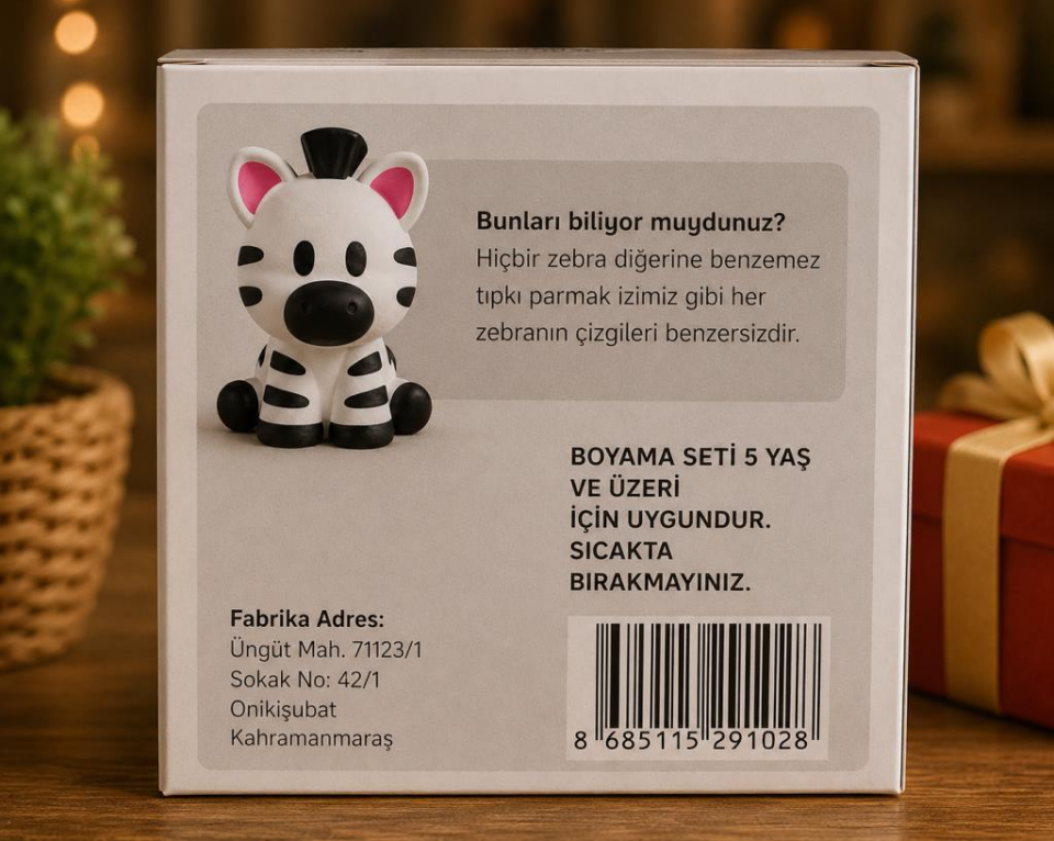 Sette Art Küçük Zebra Boja Boyama Seti 5+Yaş Boya ve Fırça Dahil
