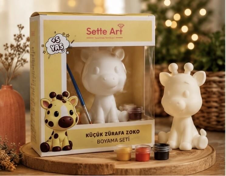 Sette Art Küçük Zürafa Zoko Boyama Seti 5+Yaş Boya ve Fırça Dahil