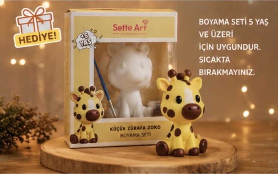 Sette Art Küçük Zürafa Zoko Boyama Seti 5+Yaş Boya ve Fırça Dahil