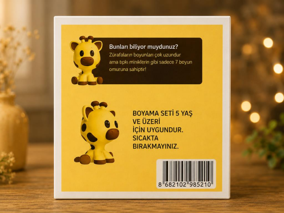 Sette Art Küçük Zürafa Zoko Boyama Seti 5+Yaş Boya ve Fırça Dahil