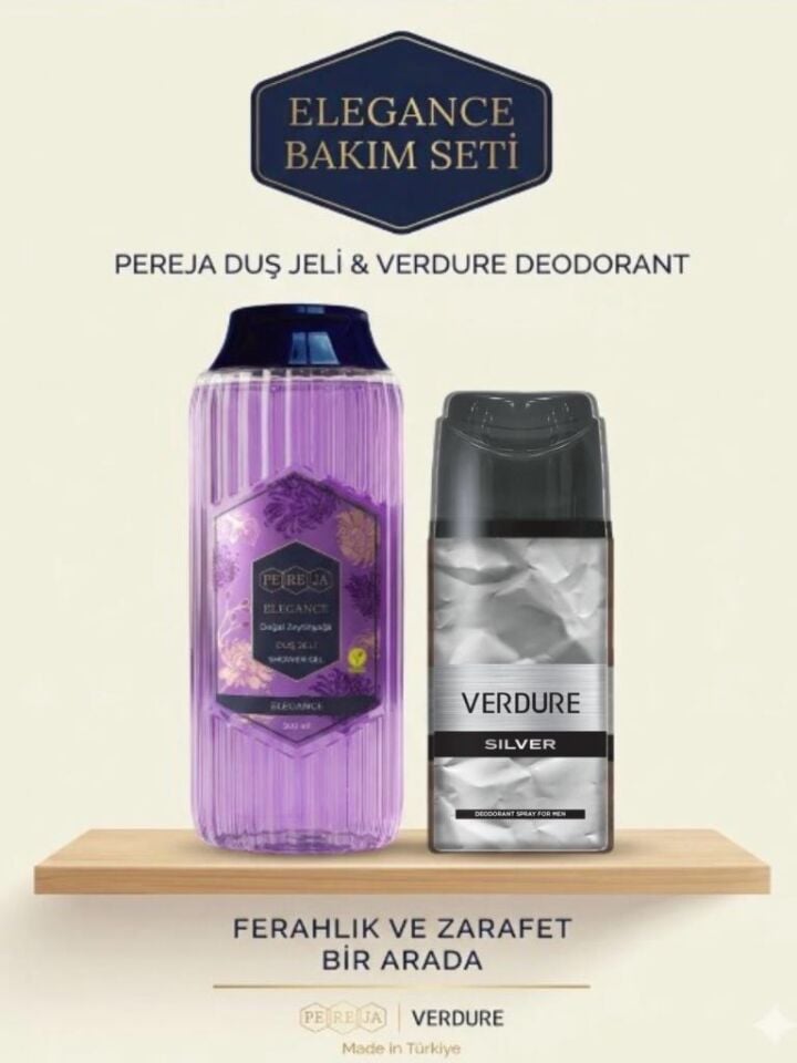Elegance Doğal Zeytinyağlı Duş Jeli 500 ML + Verdure Silver Erkek Deodorant 150 Ml Hediyeli