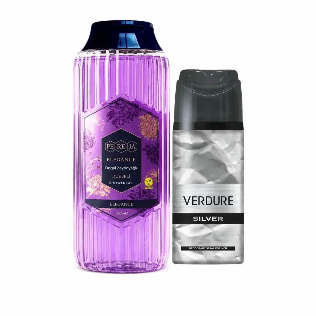 Elegance Doğal Zeytinyağlı Duş Jeli 500 ml + Verdure Silver Erkek Deodorant 150 ml Hediye