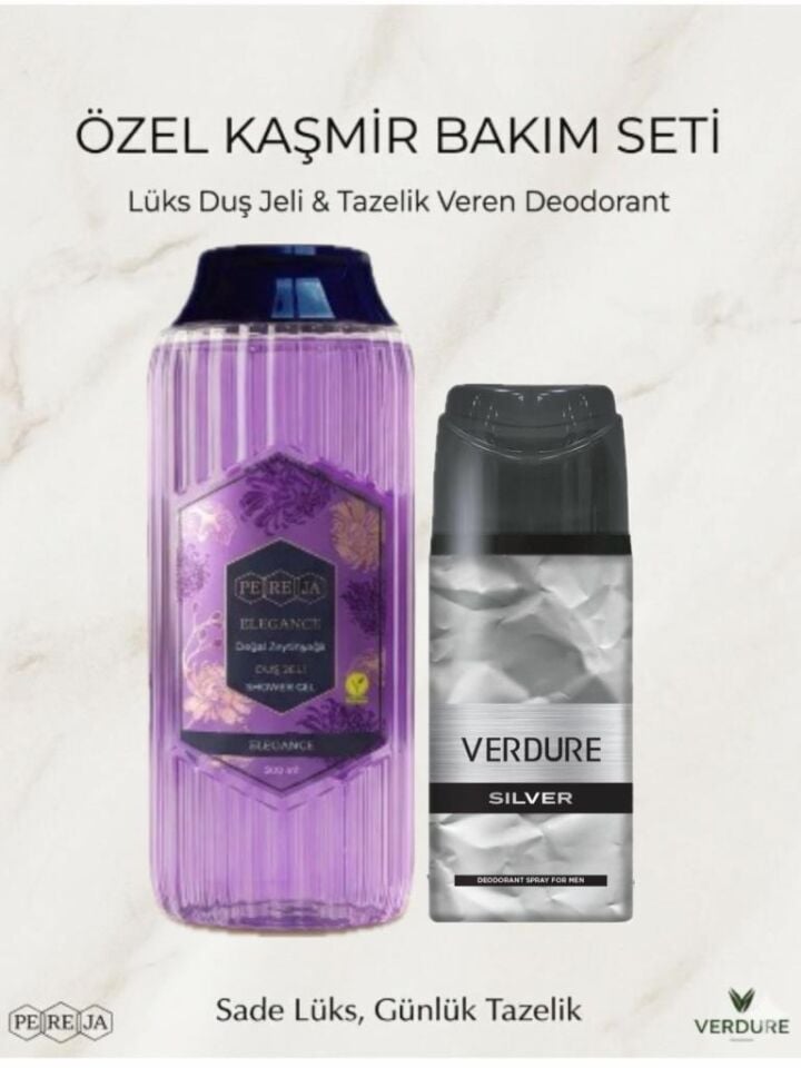 Pereja Kaşmir Doğal Zeytinyağlı Duş Jeli 500 ML + Verdure Silver Erkek Deodorant 150 Ml Hediyeli