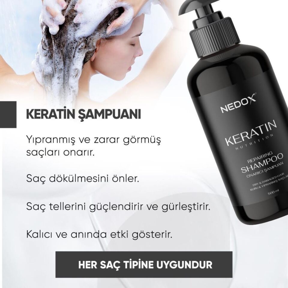NEDOX Yıpranmış Saçlar Için Keratinli Saç Bakım Şampuanı 500 ml