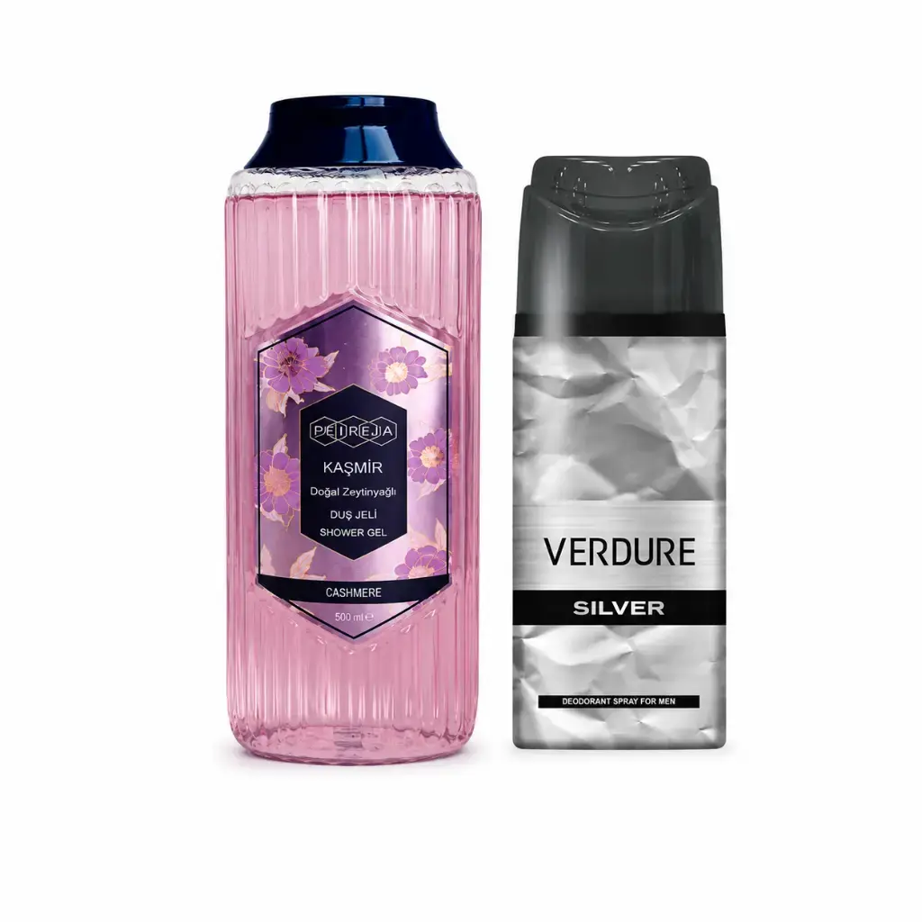 Pereja Kaşmir Doğal Zeytinyağlı Duş Jeli 500 ml + Verdure Silver Erkek Deodorant 150 ml Hediye