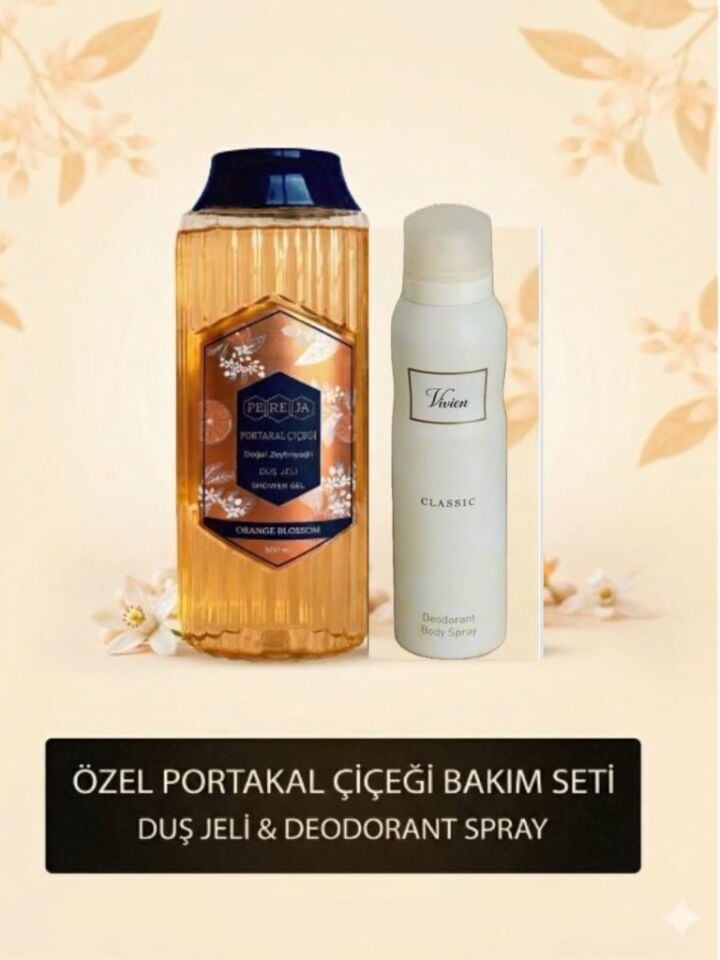 Pereja Portakal Çiçeği Doğal Zeytinyağlı Duş Jeli 500 ML + Vivien Classic Bayan Deodorant 150 Ml Hediyeli