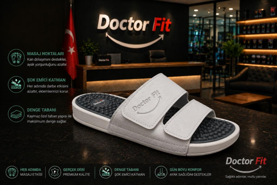 Doctor Fit Refleksoloji Rahatlatıcı,Akapunktur Masaj Terliği Beyaz Erkek Terliği 41 Numara