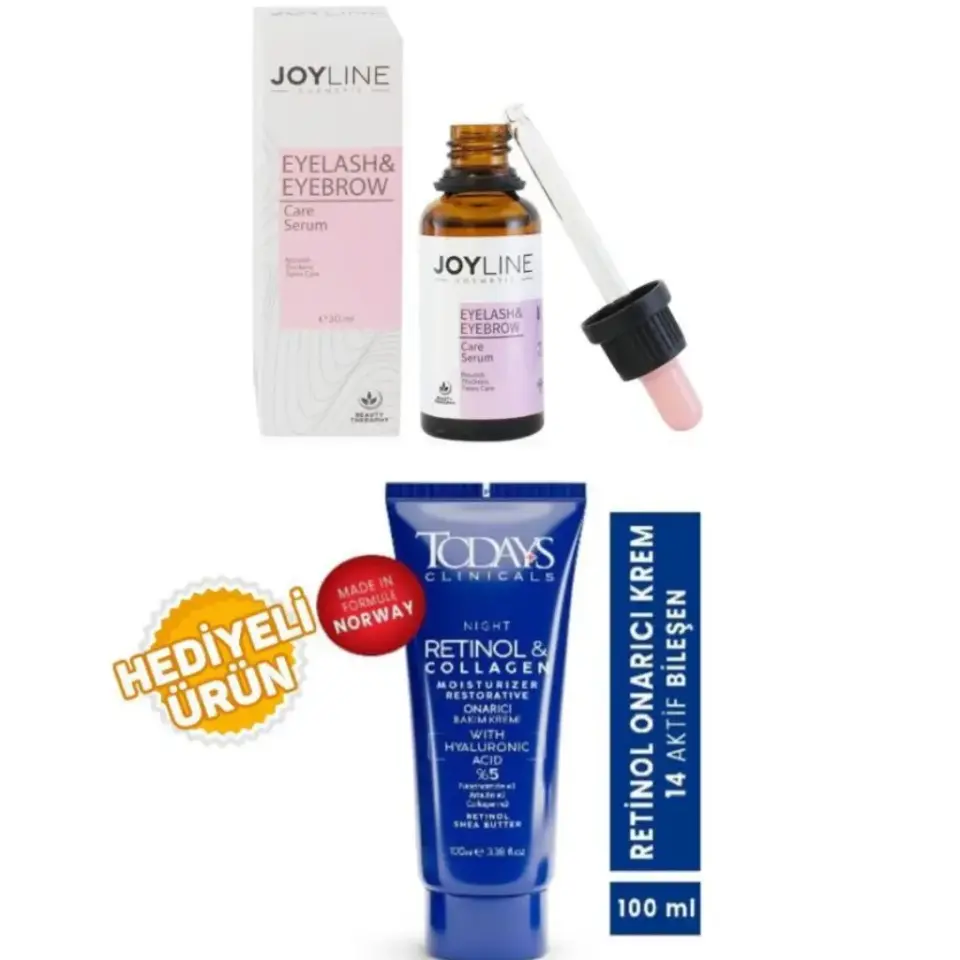 Joyline Kaş Kirpik Onarıcı Bakım Serumu 30 ml ve Today's Onarıcı Krem 100 ml hediyeli bakım seti