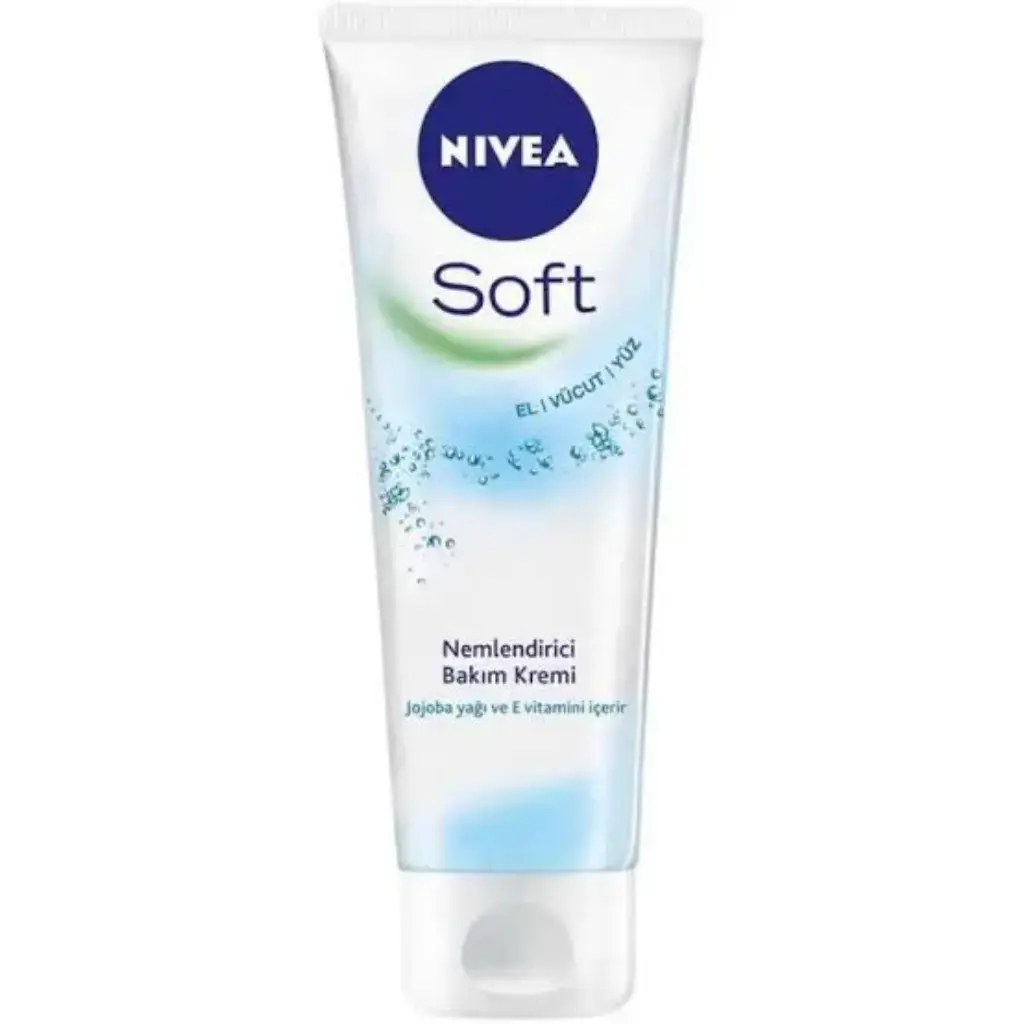 Nivea Soft Nemlendirici Bakım Kremi 75 ml E vitamini ve jojoba yağı içeren hızlı emilen yüz el ve vücut bakım kremi