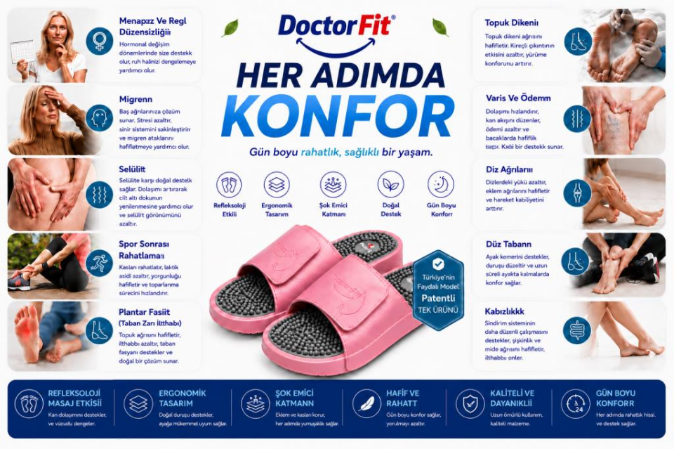 Doctor Fit Refleksoloji Rahatlatıcı,Akapunktur Masaj Terliği Beyaz Bayan Terliği 40 Numara
