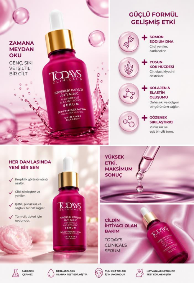 TODAYS CLİNİCALS Somon + Sodyum Dna + Yosun Kök Hücresi + Kolejen Ve Elastin Oluşturur + Gözenek Sıkılaştırır