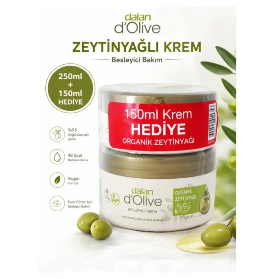Dalan d'Olive Besleyici Doğal Zeytinyağlı Krem 250 ml + 150 ml Hediye
