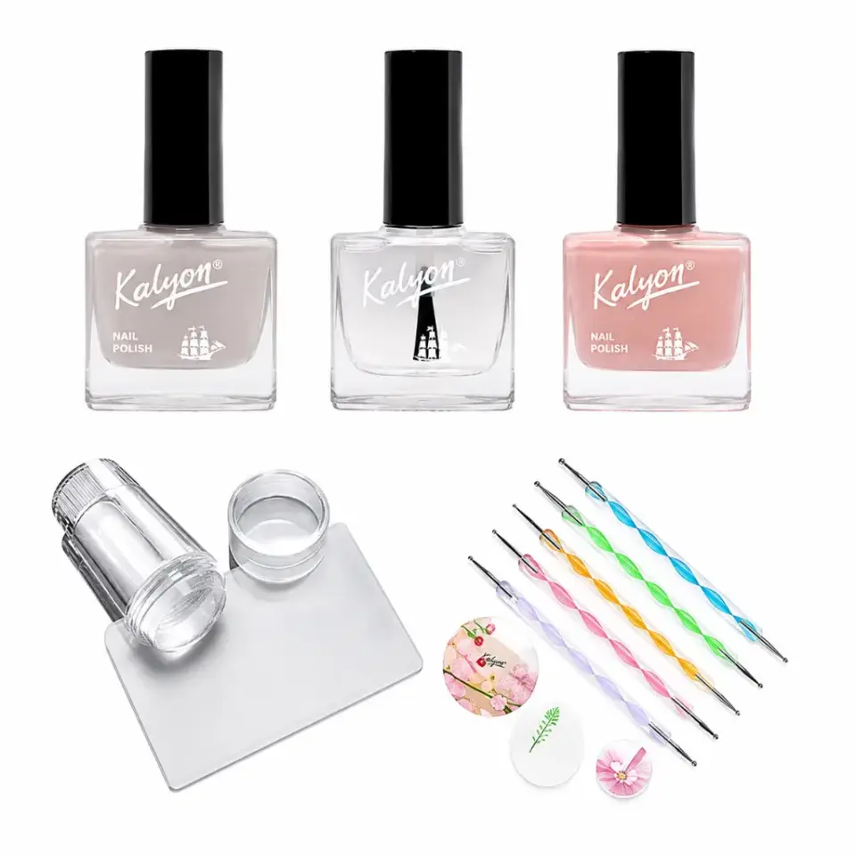 Kalyon Tırnak Sertleştirici+French Set+Stamper+Dot Kalemi 5li