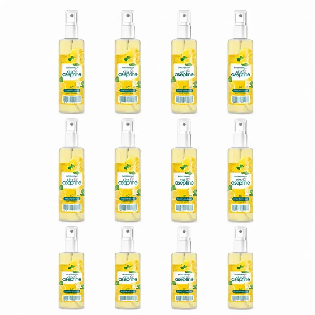 Cire Aseptine Limon Kolonyası 100 ml Sprey 12 Adet ferahlatıcı limon kolonyası çoklu paket