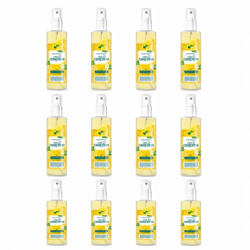 Cire Aseptine Limon Kolonyası 100 ml Sprey 12 Adet ferahlatıcı limon kolonyası çoklu paket