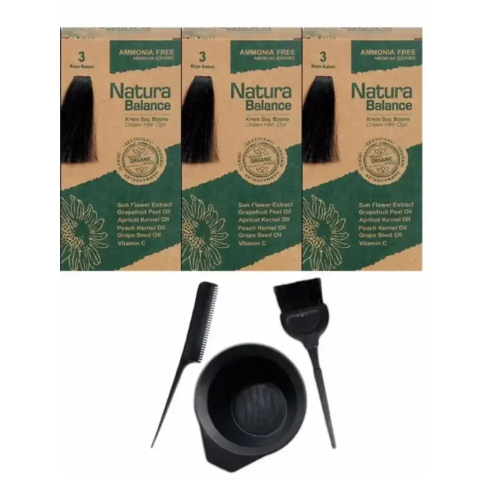 Natura Balance 3 Koyu Kahve 3 Adet + Saç Boyama Seti