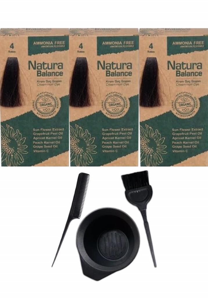 NATURA BALANCE SAÇ BOYASI 4 KAHVE 3 ADET+SAÇ BOYAMA SETİ
