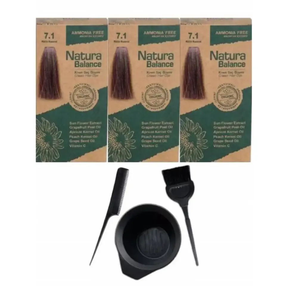 Natura Balance 7.1 Küllü Kumral 3 Adet + Saç Boyama Seti