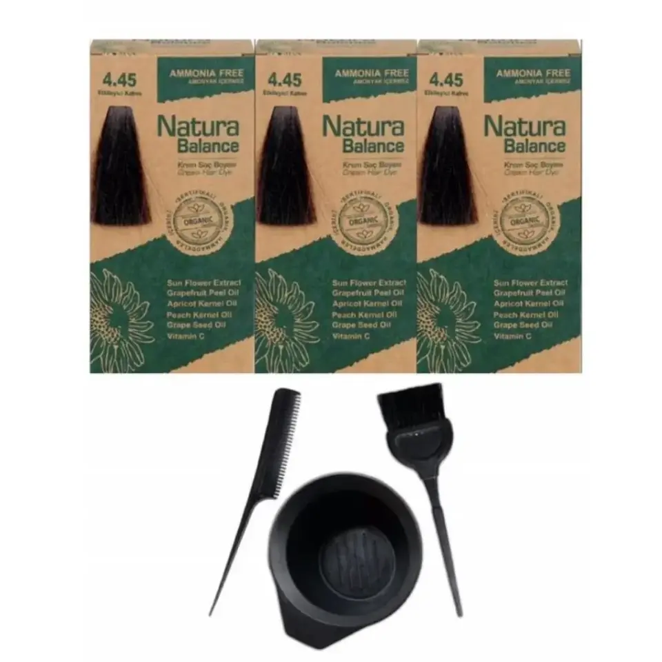 Natura Balance 4.45 Etkileyici Kahve 3 Adet + Saç Boyama Seti