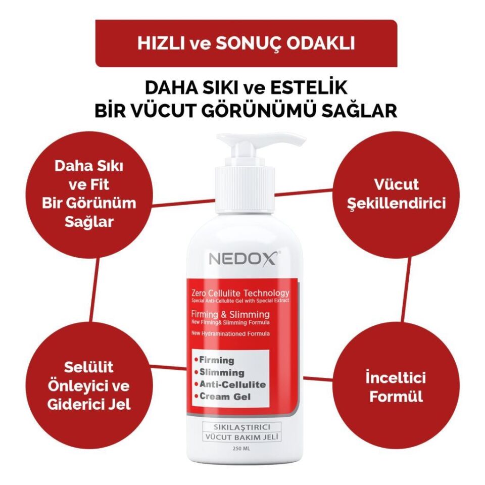 NEDOX Inceltici, Sıkılaştırıcı, Selülit Karşıtı, Vücut Şekillendirici Jel 250 ml