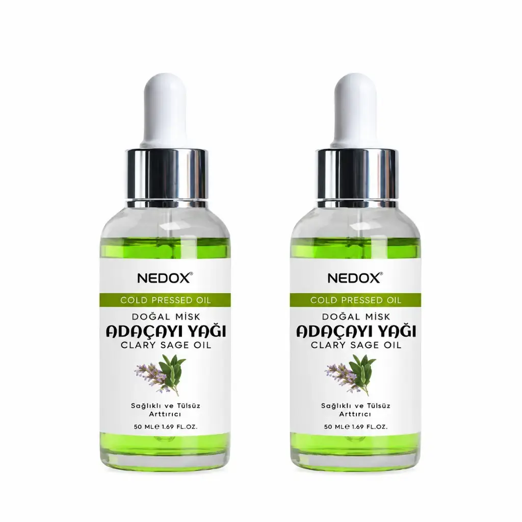 NEDOX 2 Adet Misk Adaçayı Yağı Clary Sage Oil 50 ml doğal bakım yağı seti
