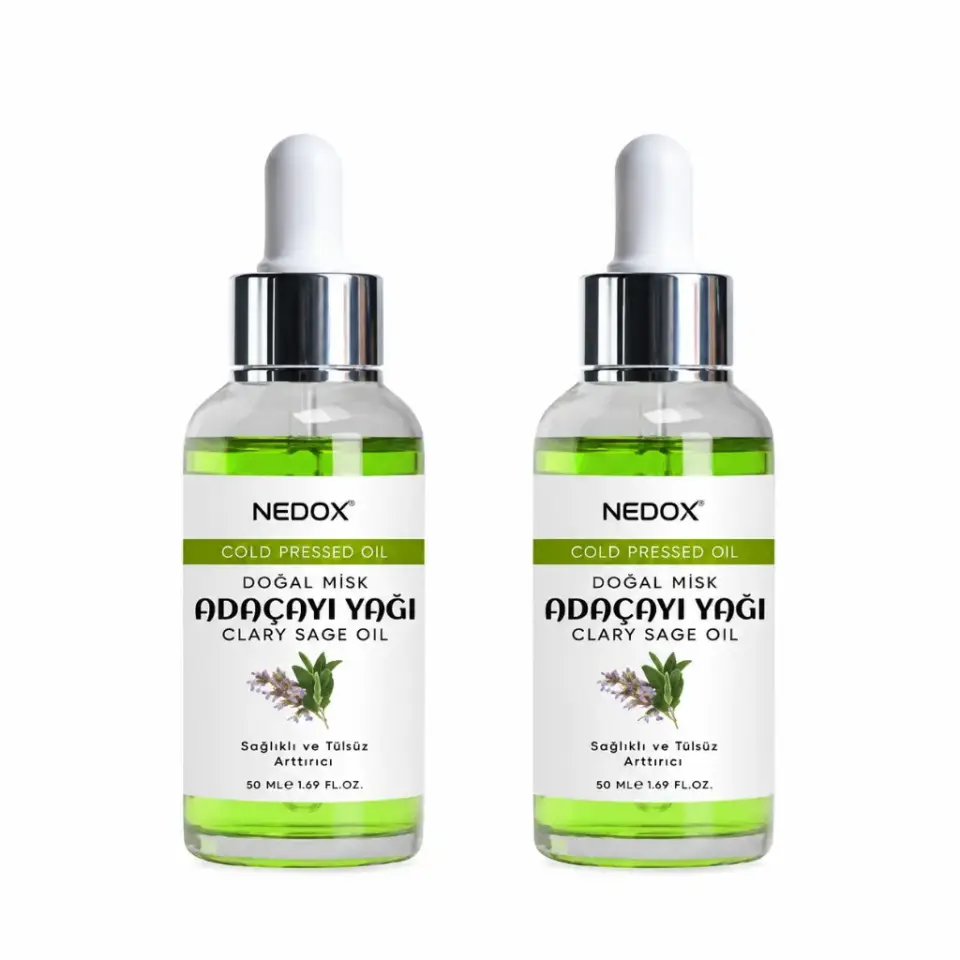 NEDOX 2 Adet Misk Adaçayı Yağı Clary Sage Oil 50 ml doğal bakım yağı seti