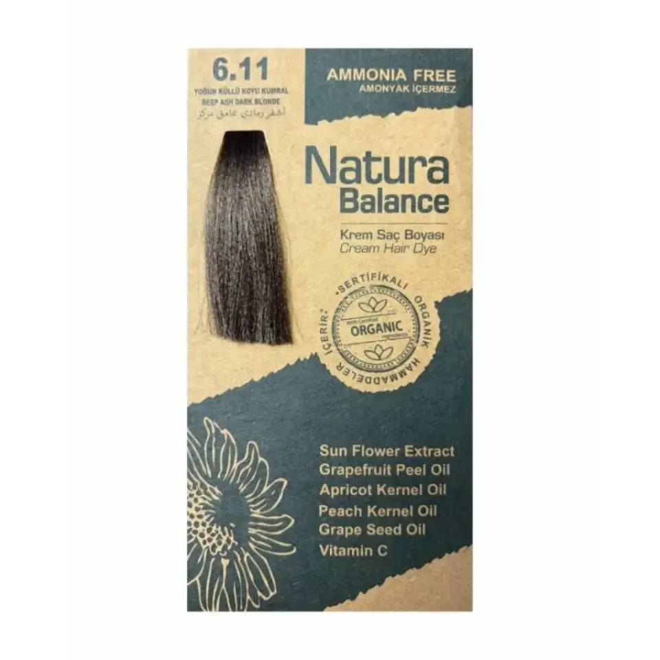 Natura Balance 6.11 Yoğun Küllü Koyu Kumral Saç Boyası