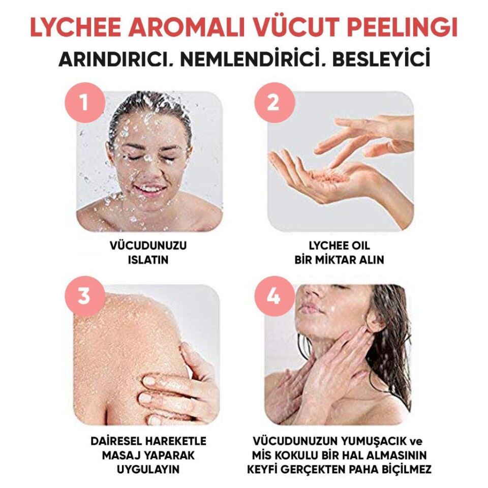 NEDOX Liçi (LYCHEE OİL) Besleyici, Arındırıcı Ve Nemlendirici El & Vücut Peelingi 250 ml