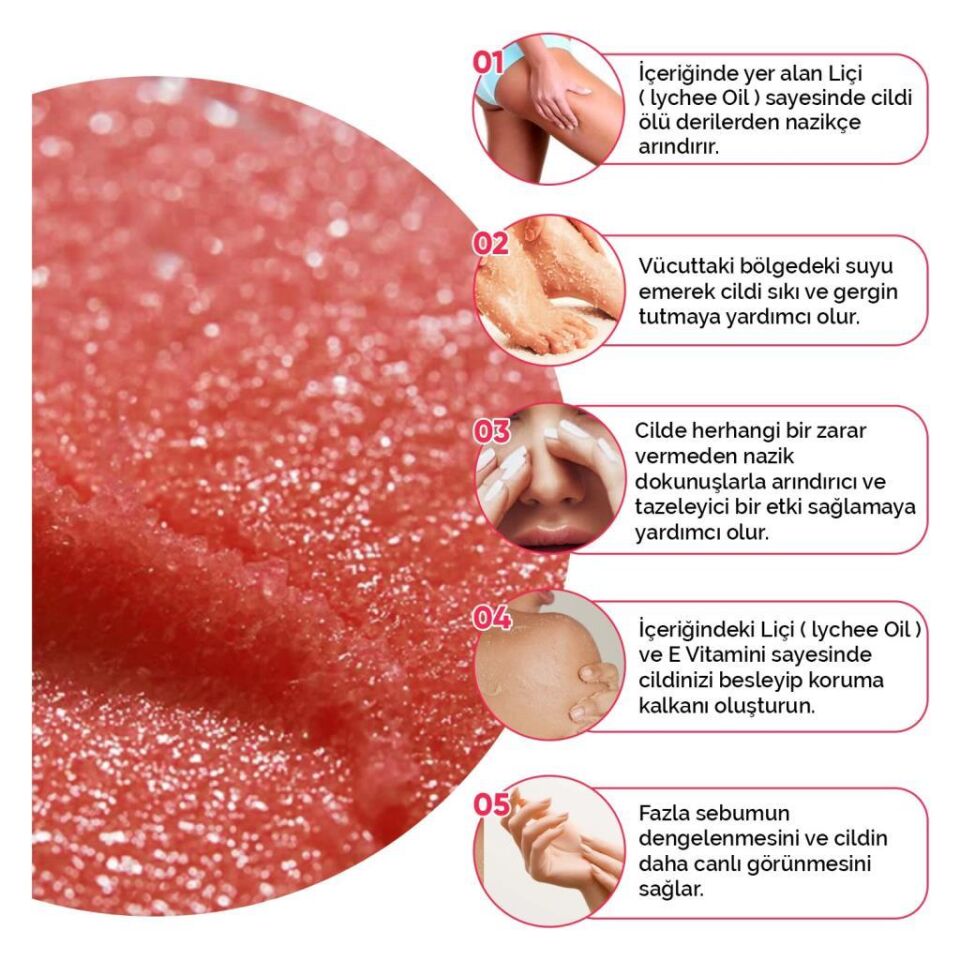 NEDOX Liçi (LYCHEE OİL) Besleyici, Arındırıcı Ve Nemlendirici El & Vücut Peelingi 250 ml
