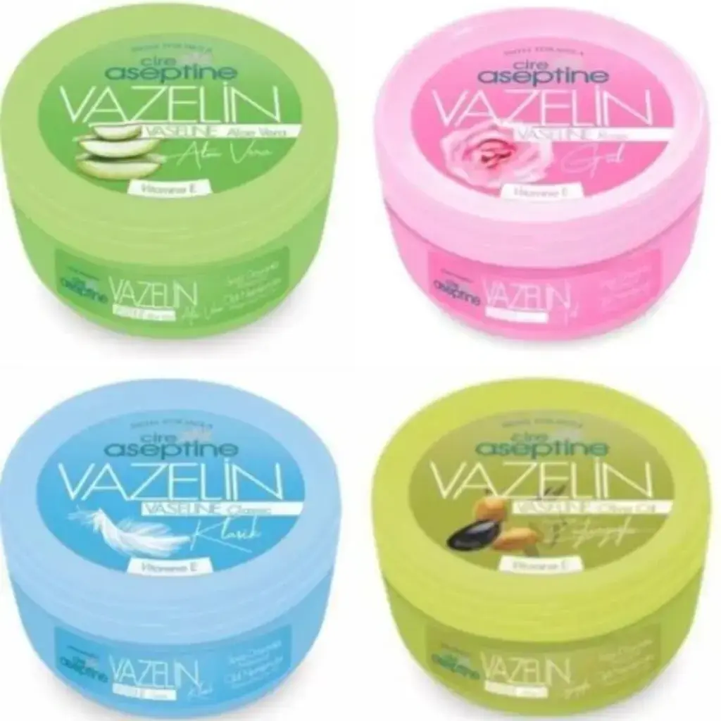 Cire Aseptine Vazelin 150 ml 4'lü Karma Set Aloe Vera Gül Klasik ve Zeytinyağlı vazelin çeşitleri
