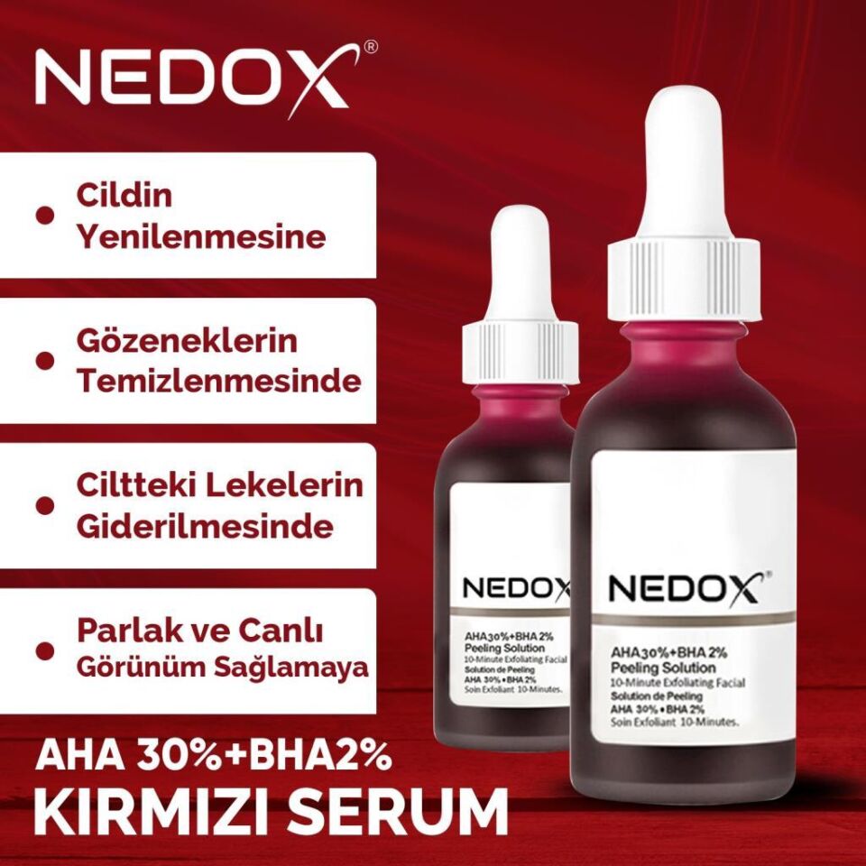 NEDOX Cilt Yenileyici Cilt Tonu Eşitleyici Kırmızı Peeling Serum Aha %30 Bha %2 Ph % 3.5 Serum 30 ml