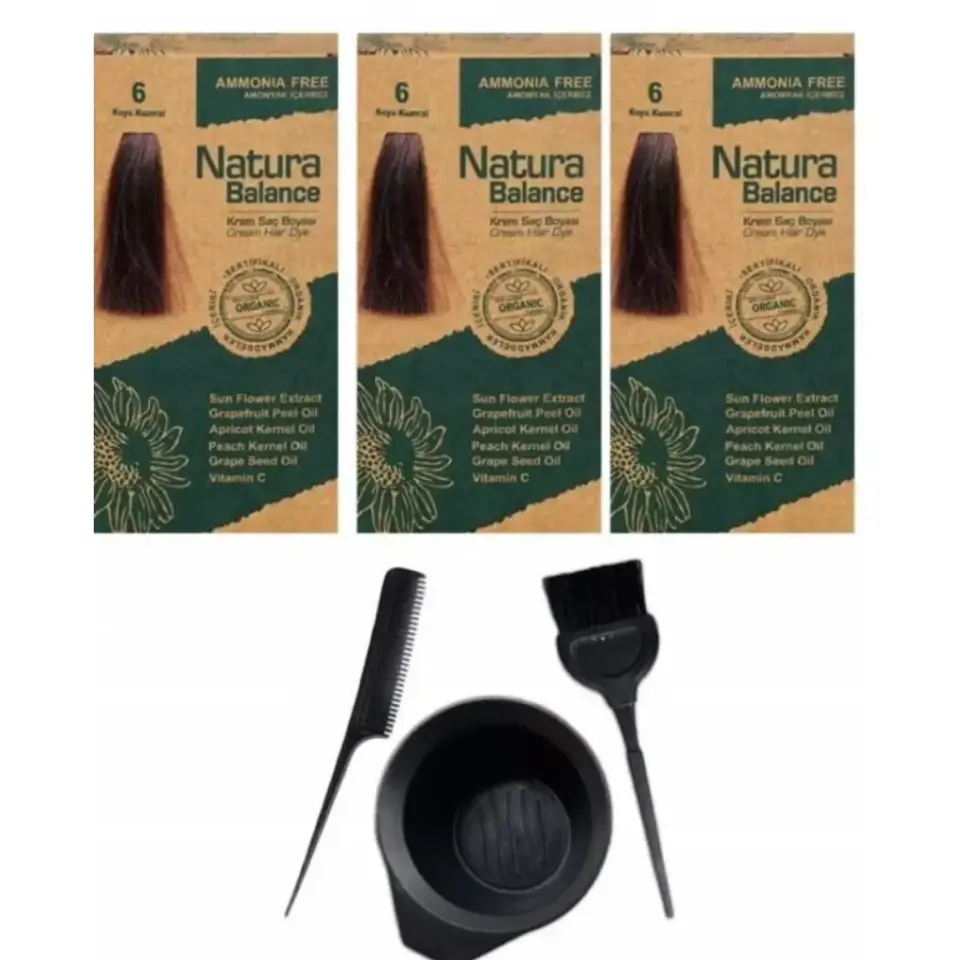 Natura Balance 6 Koyu Kumral 3 Adet + Saç Boyama Seti
