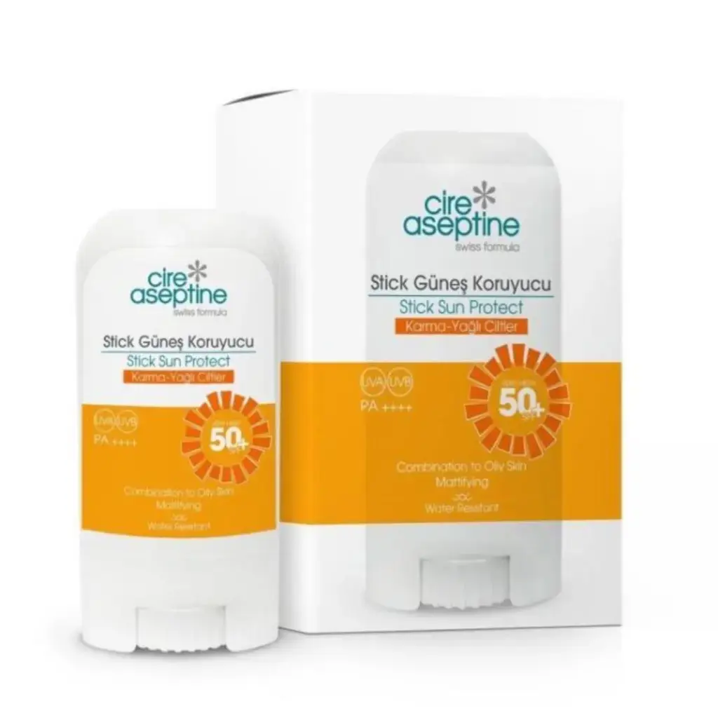 Cire Aseptine Stick Güneş Koruyucu Karma ve Yağlı Ciltler SPF 50 17 gr yüksek korumalı yüz güneş koruyucu stick