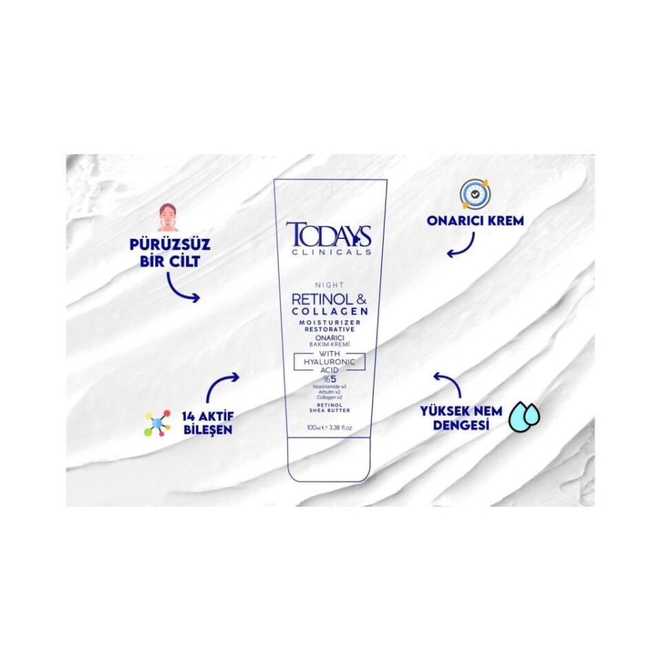 TODAYS CLİNİCALS Onarıcı Krem - Retinol Shea Butter Hyaluronic Acıd %5 Collagen % 2 Arbutin % 2