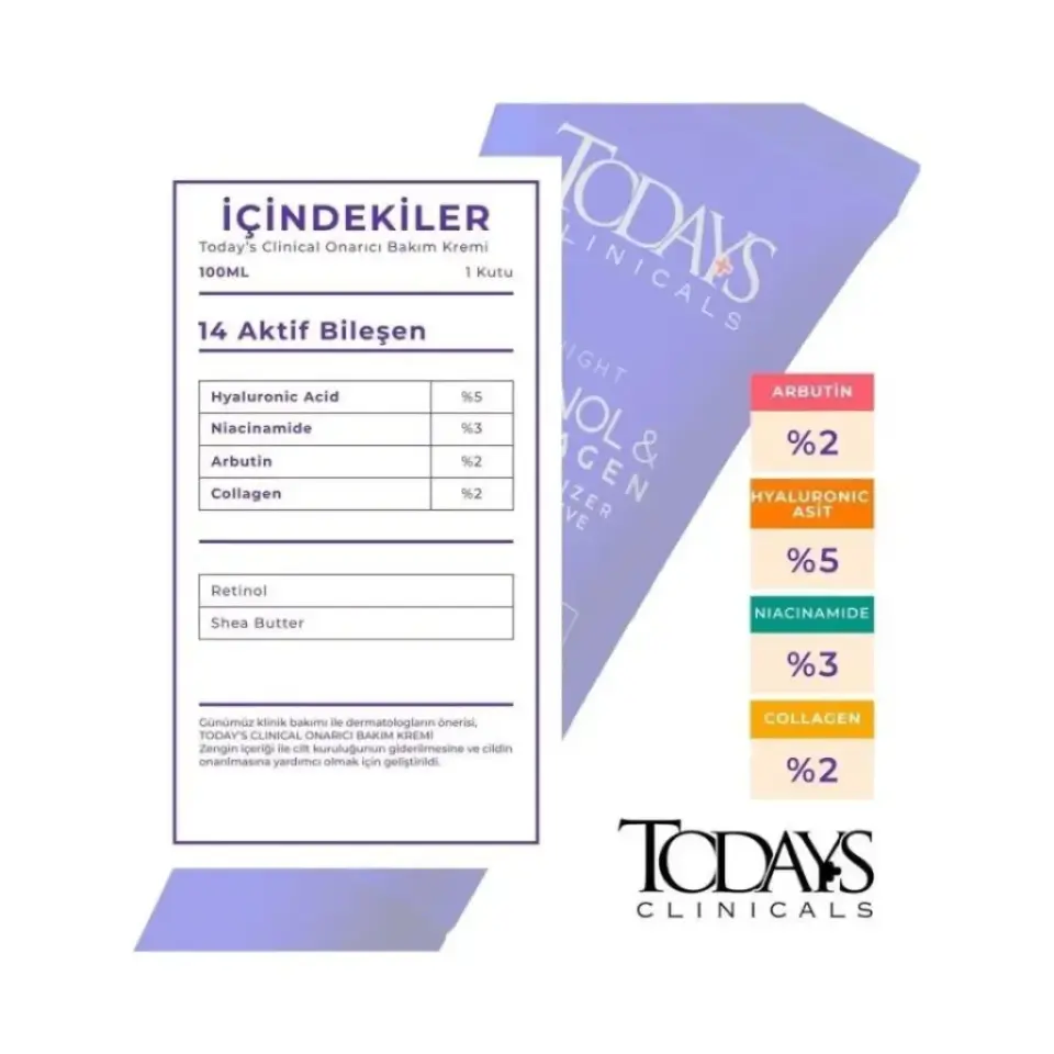 Today's Clinicals Onarıcı Krem 100 ml içindekiler