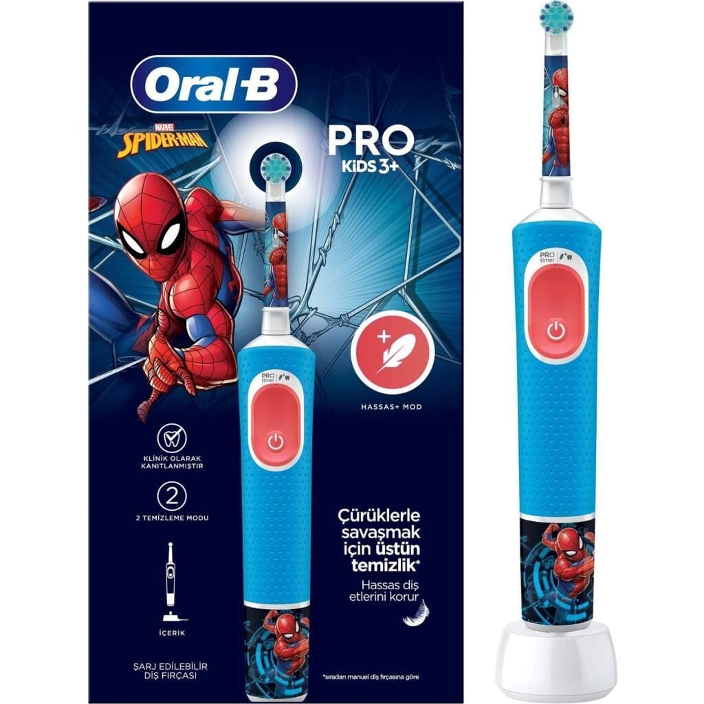 Oral-B Vitality Pro Spiderman Özel Seri Çocuklar İçin Şarj Edilebilir Diş Fırçası