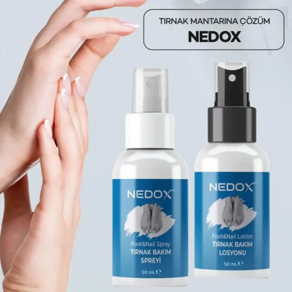 NEDOX Tırnak Bakım Spreyi ve Losyonu 50 ml + 50 ml Güçlendirici Tırnak Bakım Seti tırnak mantarına çözüm