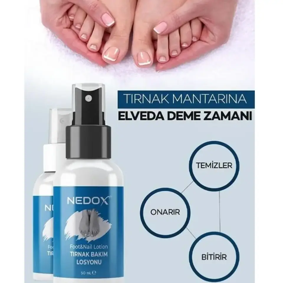 NEDOX Tırnak Bakım Spreyi ve Losyonu 50 ml + 50 ml Güçlendirici Tırnak Bakım Seti tırnak mantarına elveda