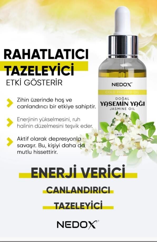 NEDOX Yasemin Yağı %100 Doğal Bitkisel Aura Yükseltici & Enerji Verici Jasmine Oil 50 Ml