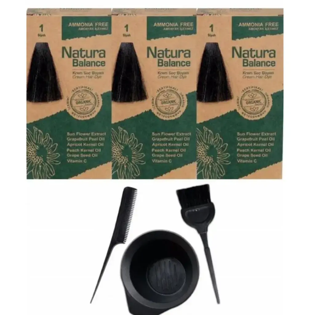 Natura Balance 1 Siyah 3 Adet + Saç Boyama Seti