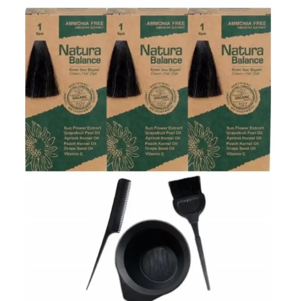 Natura Balance 1 Siyah 3 Adet + Saç Boyama Seti