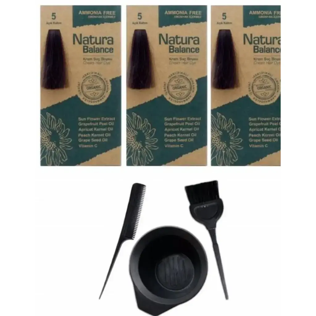 Natura Balance 5 Açık Kahve 3 Adet + Saç Boyama Seti