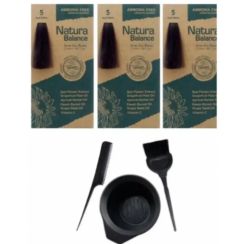 Natura Balance 5 Açık Kahve 3 Adet + Saç Boyama Seti