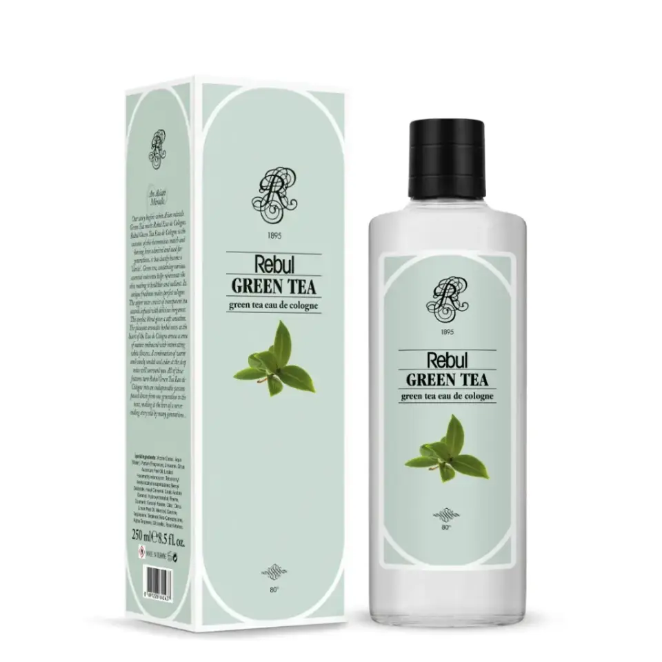 Rebul Green Tea EDC Kolonya 250 ml Cam Şişe yeşil çay ferah ve aromatik kokulu kolonya