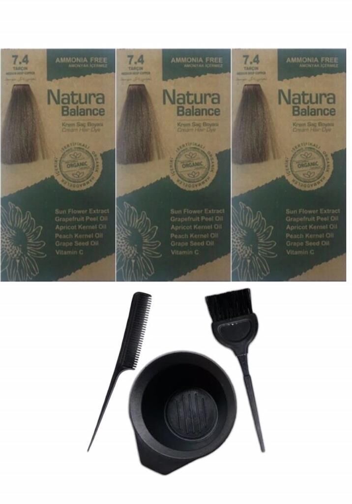 NATURA BALANCE SAÇ BOYASI 7.4 TARÇIN 3 ADET+SAÇ BOYAMA SETİ