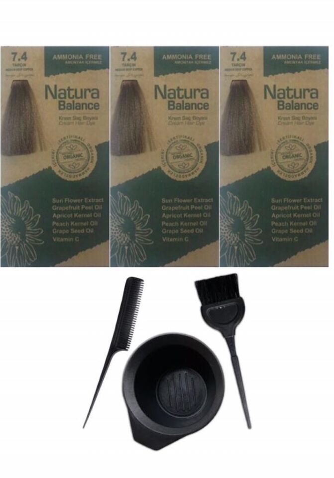 NATURA BALANCE SAÇ BOYASI 7.4 TARÇIN 3 ADET+SAÇ BOYAMA SETİ