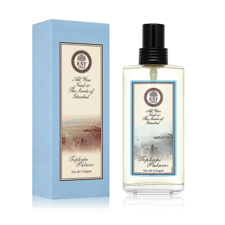 Eyüp Sabri Tuncer Topkapı Palace Eau De Kolonya 150 ml cam şişe tarçın yasemin gül ylang ylang oud sandal ağacı ve beyaz misk notalı kolonya