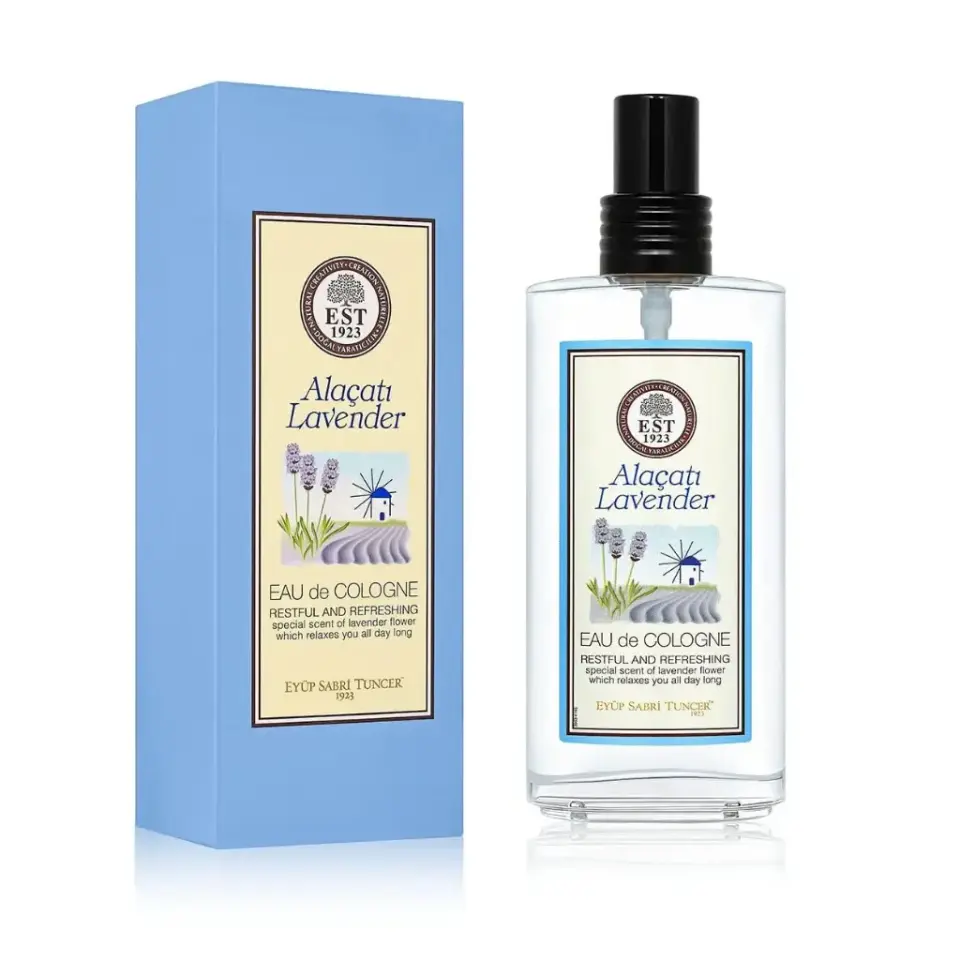 Eyüp Sabri Tuncer Alaçatı Lavender Eau De Kolonya 150 ml cam şişe doğal lavanta yağı biberiye nane kekik amber ve misk notalı kolonya