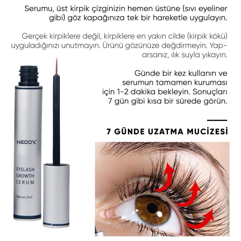 NEDOX Kaş Ve Kirpik Uzatıcı, Onarıcı, Besleyici Ve Güçlendirici Bakım Serum Garantili 5 ml