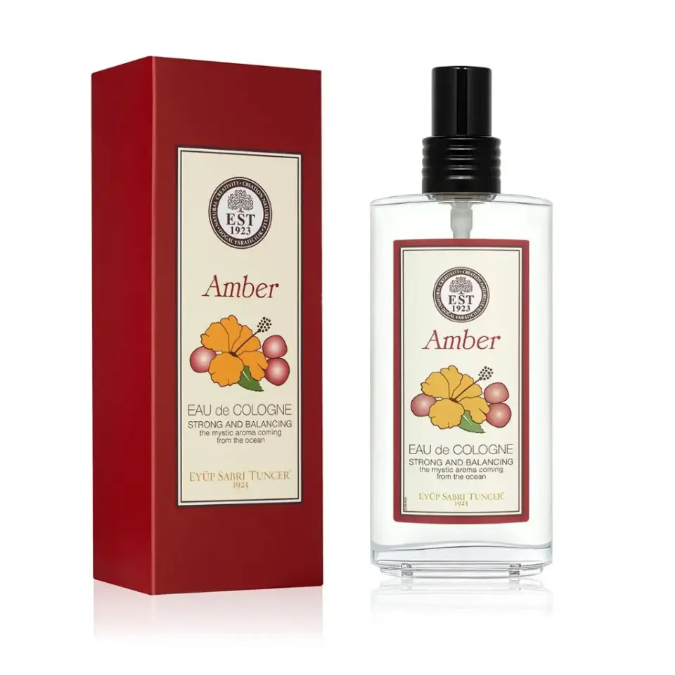 Eyüp Sabri Tuncer Amber Eau De Kolonya 150 ml cam şişe sıcak amber kokulu aromatik ve sofistike kolonya
